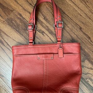 Coach Red Leather Tote